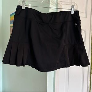 HEAD Women’s Black Tennis Skirt with Shorts and Pleated Sides, Size L